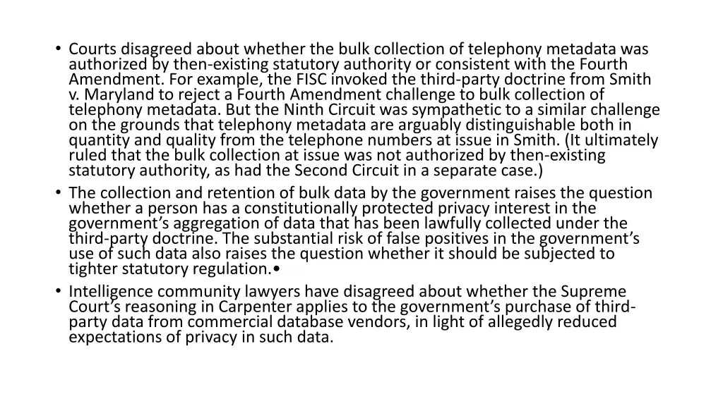 courts disagreed about whether the bulk