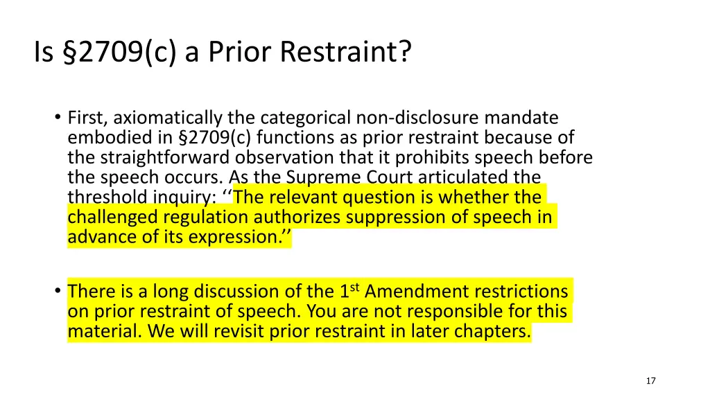 is 2709 c a prior restraint