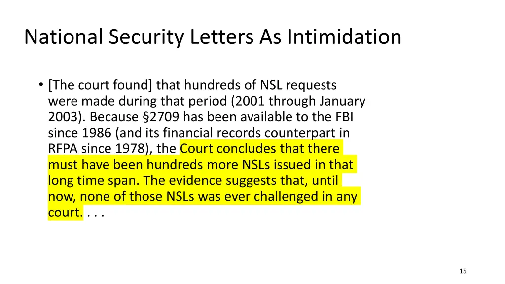 national security letters as intimidation