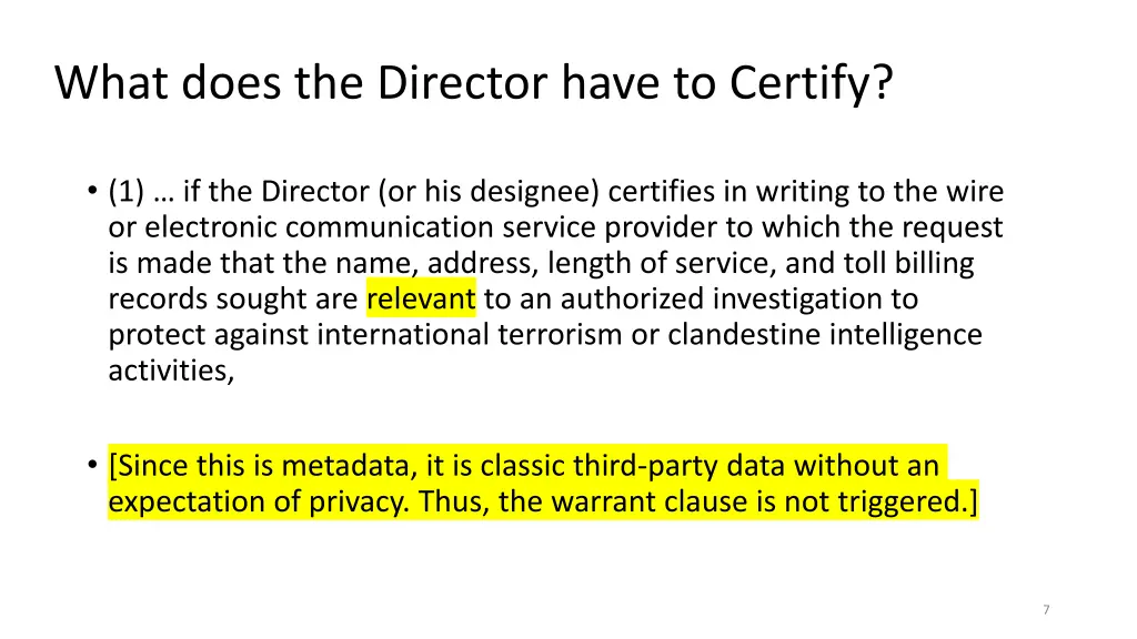 what does the director have to certify