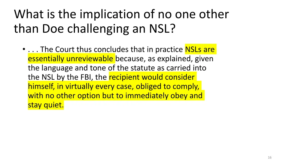 what is the implication of no one other than