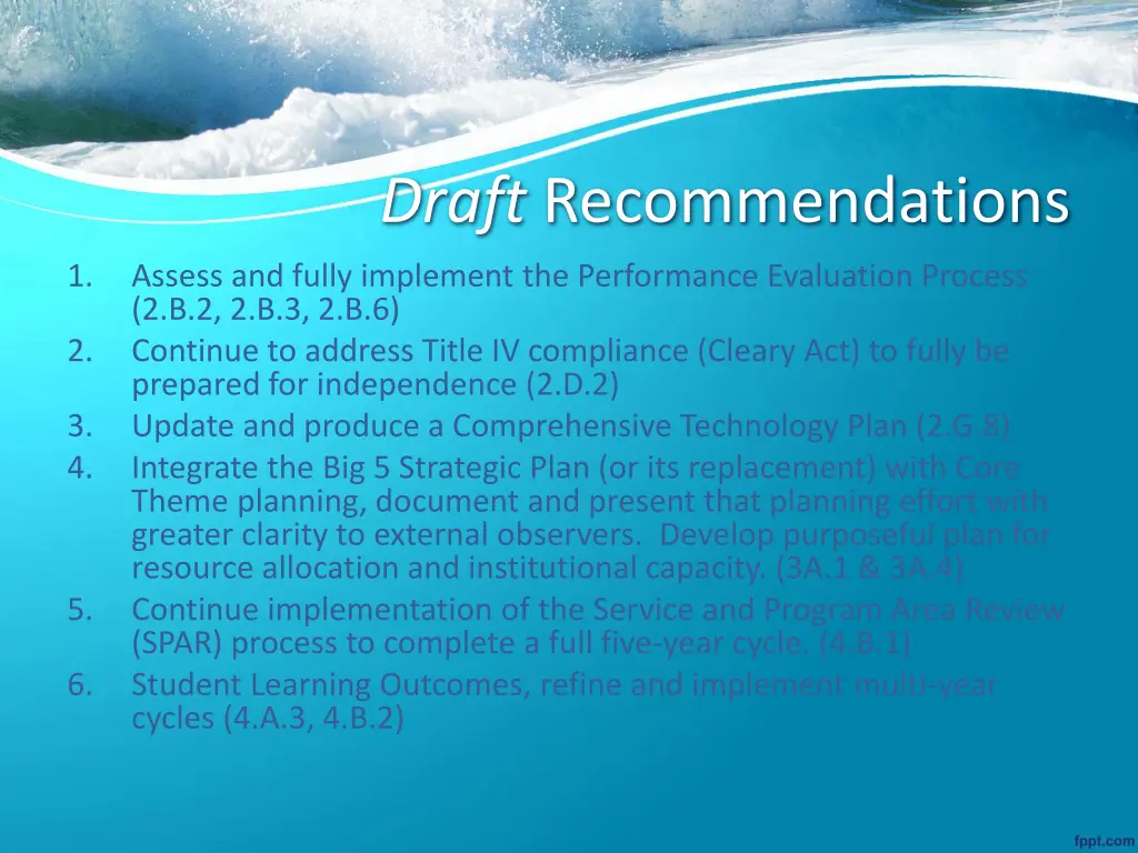 draft recommendations