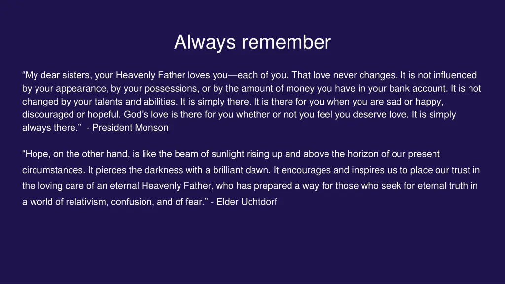 always remember