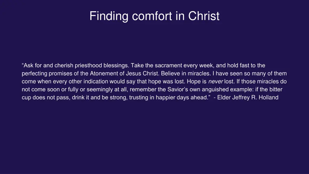 finding comfort in christ