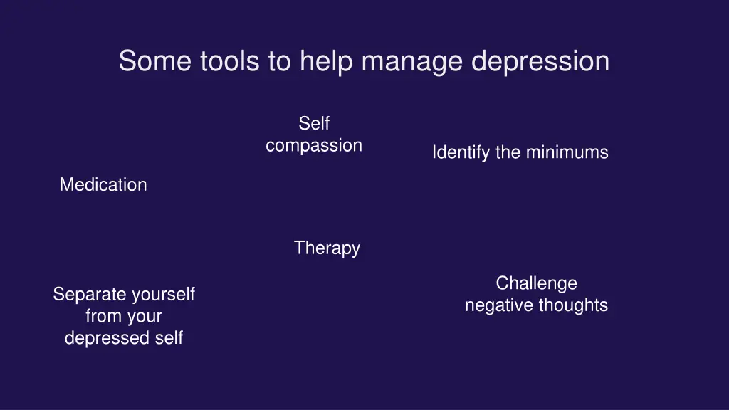 some tools to help manage depression