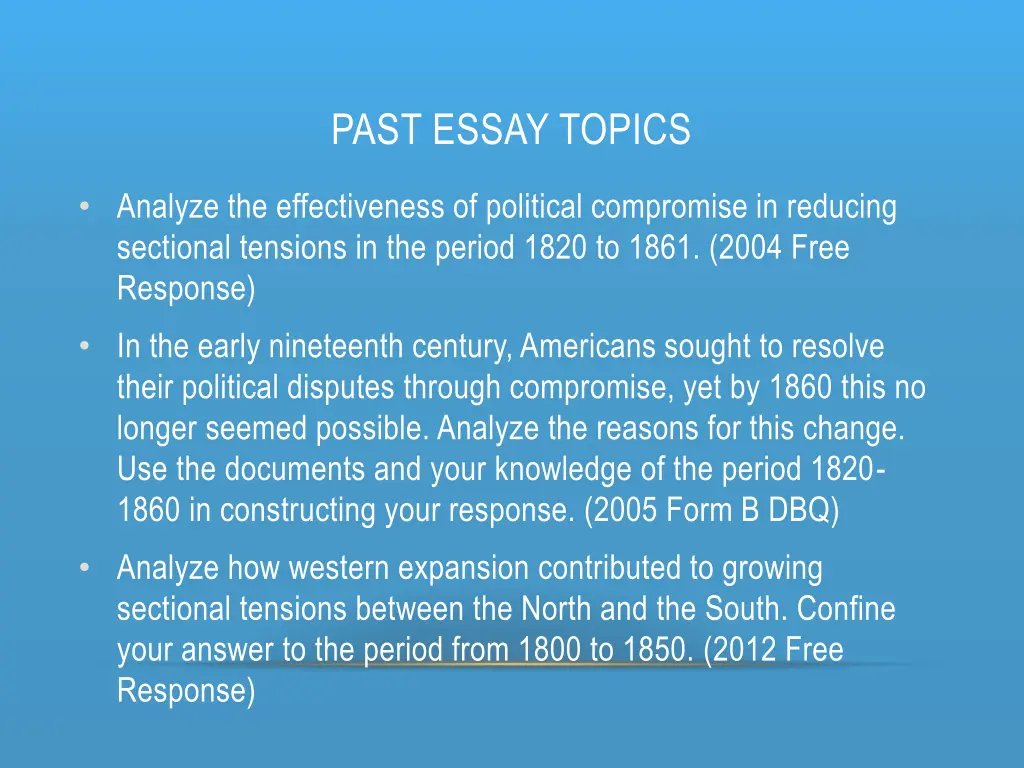past essay topics