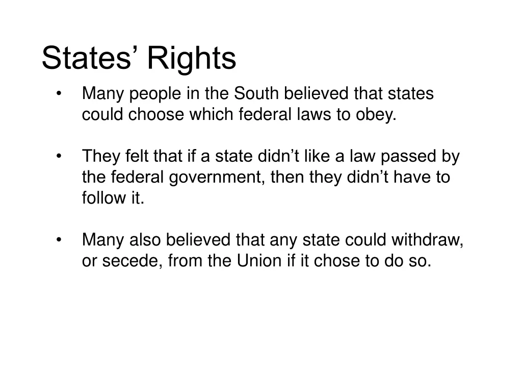 states rights many people in the south believed