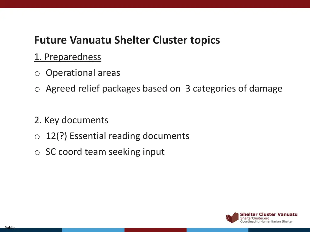 future vanuatu shelter cluster topics