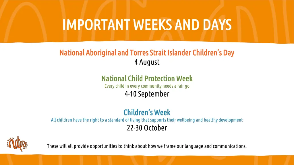 important weeks and days important weeks and days