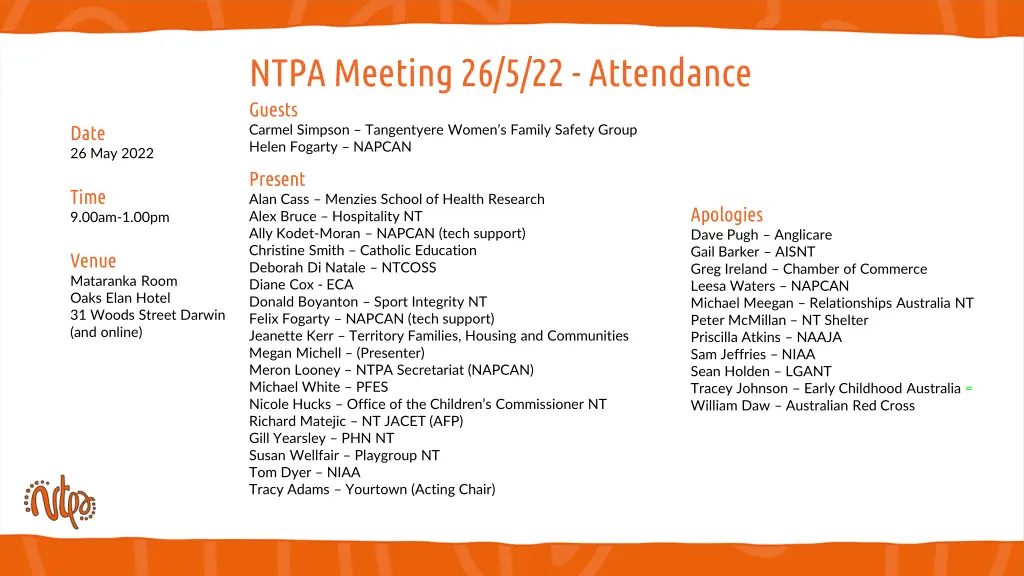 ntpa meeting 26 5 22 attendance guests carmel