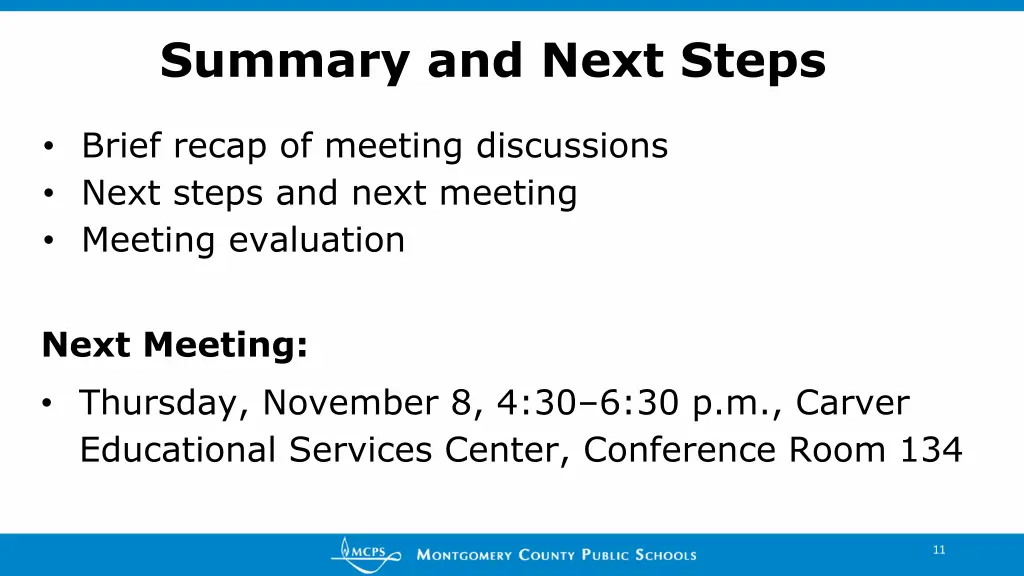 summary and next steps