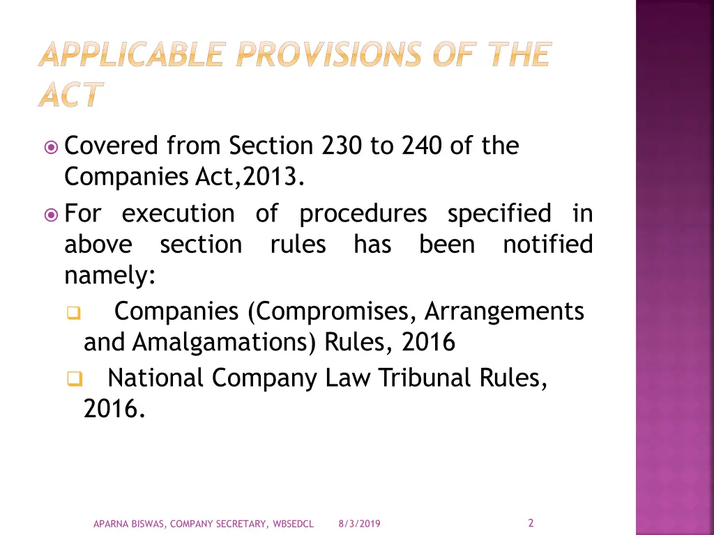 applicable provisions of the act