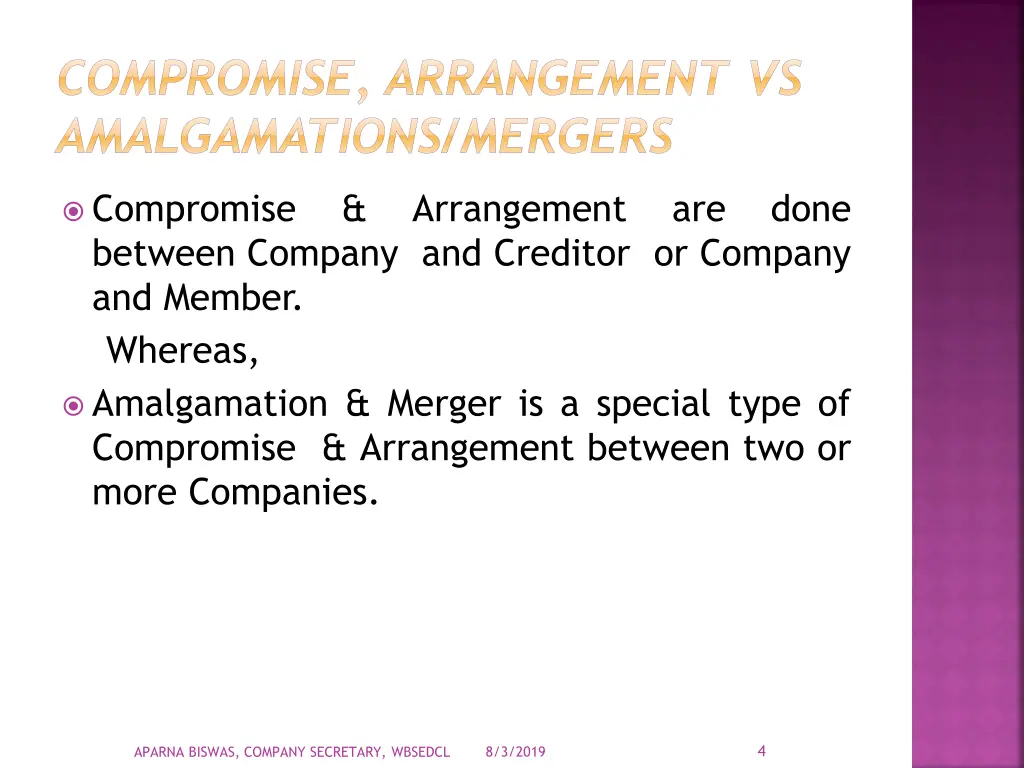 compromise arrangement vs amalgamations mergers