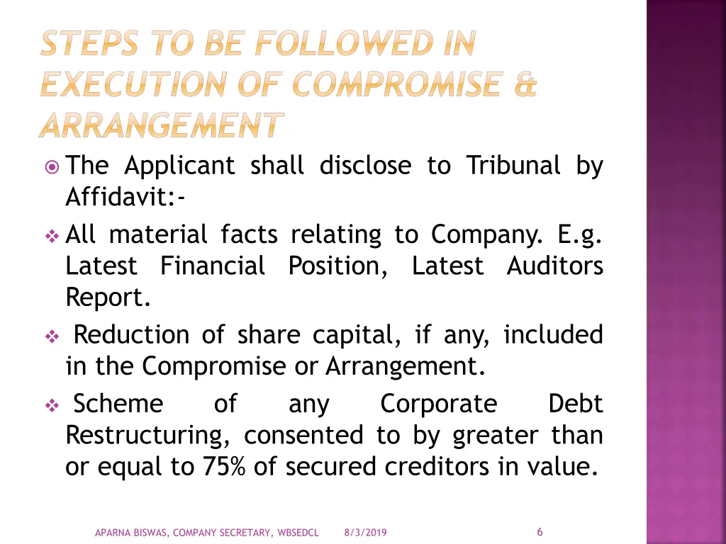 steps to be followed in execution of compromise 1