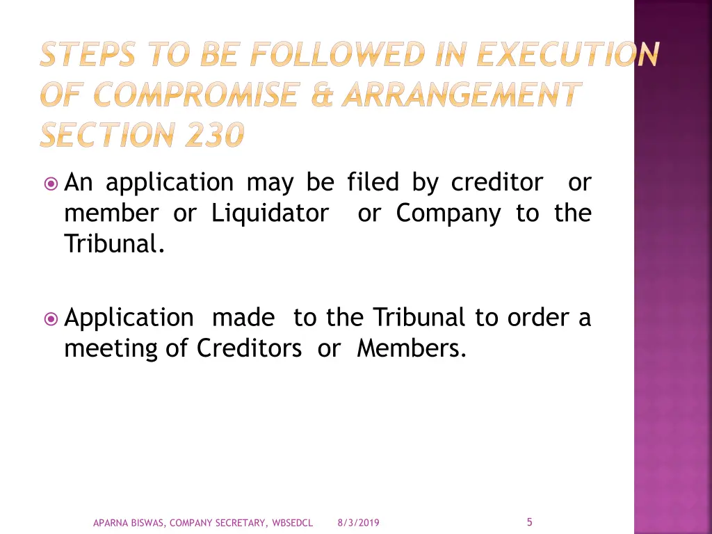steps to be followed in execution of compromise