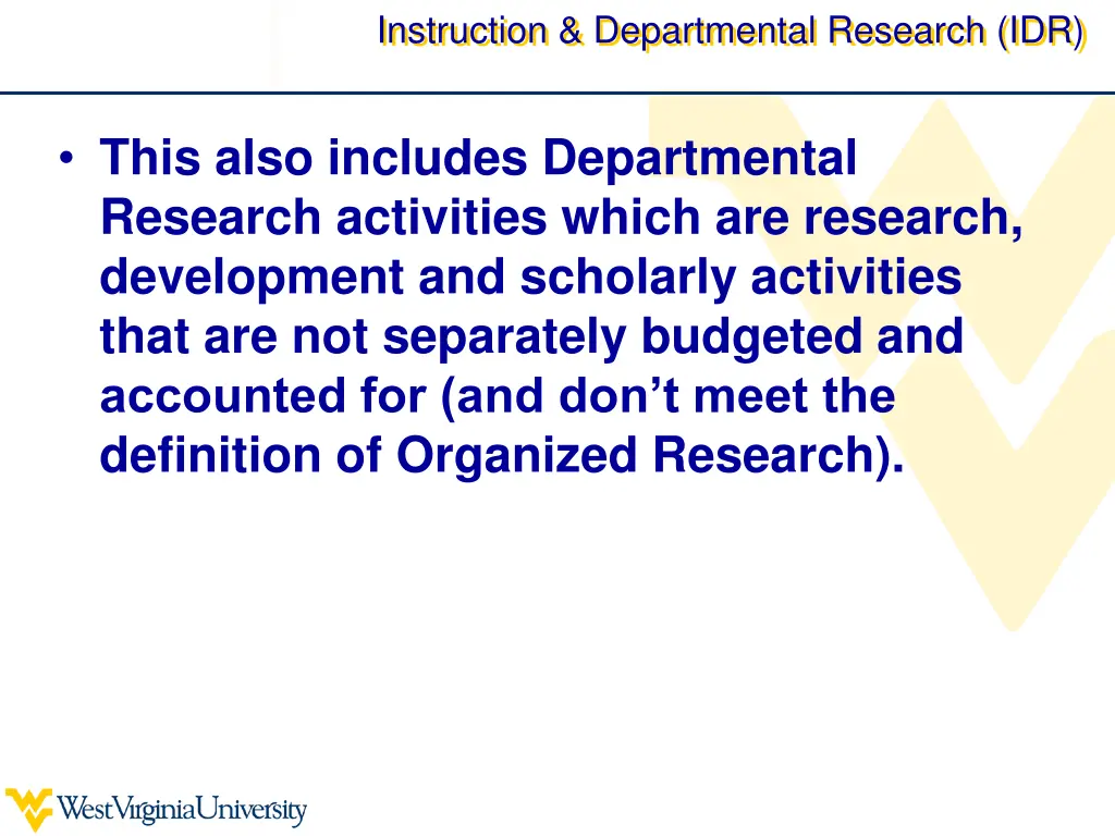 instruction departmental research idr 1