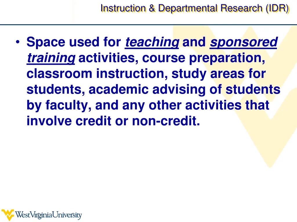 instruction departmental research idr