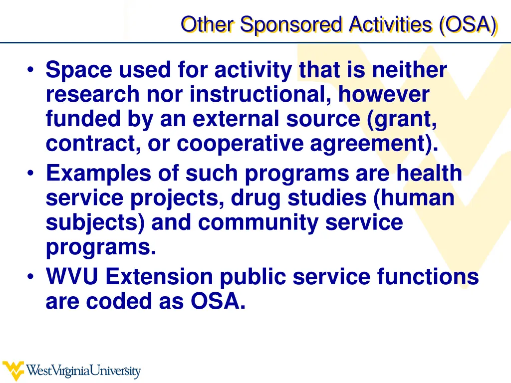 other sponsored activities osa