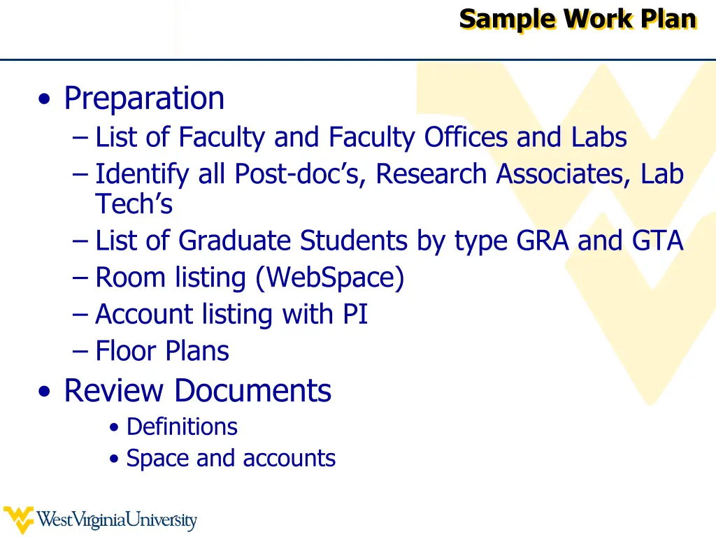 sample work plan