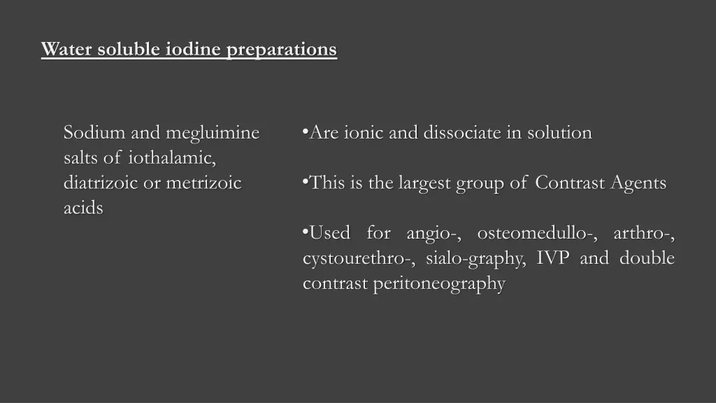 water soluble iodine preparations