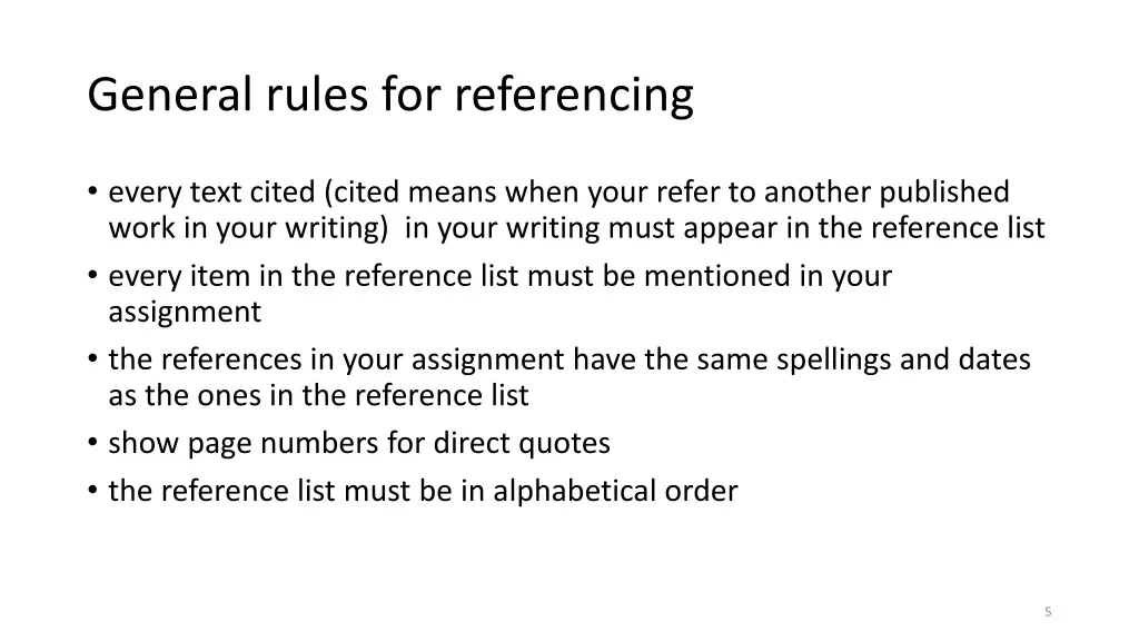 general rules for referencing