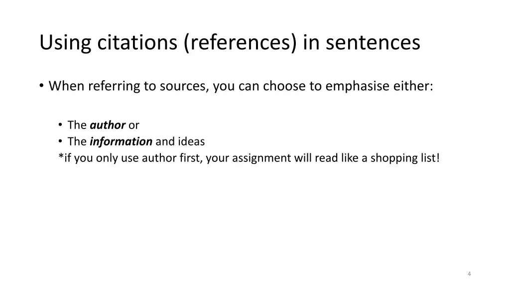 using citations references in sentences