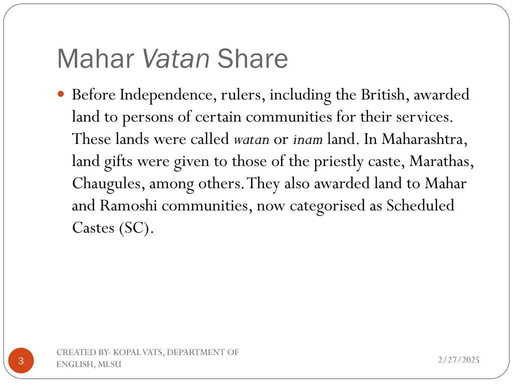 mahar vatan share
