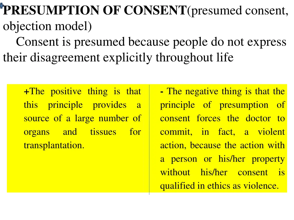 presumption of consent presumed consent objection