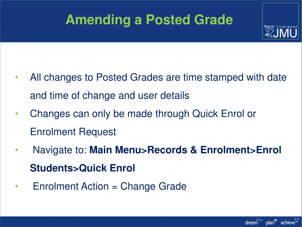amending a posted grade