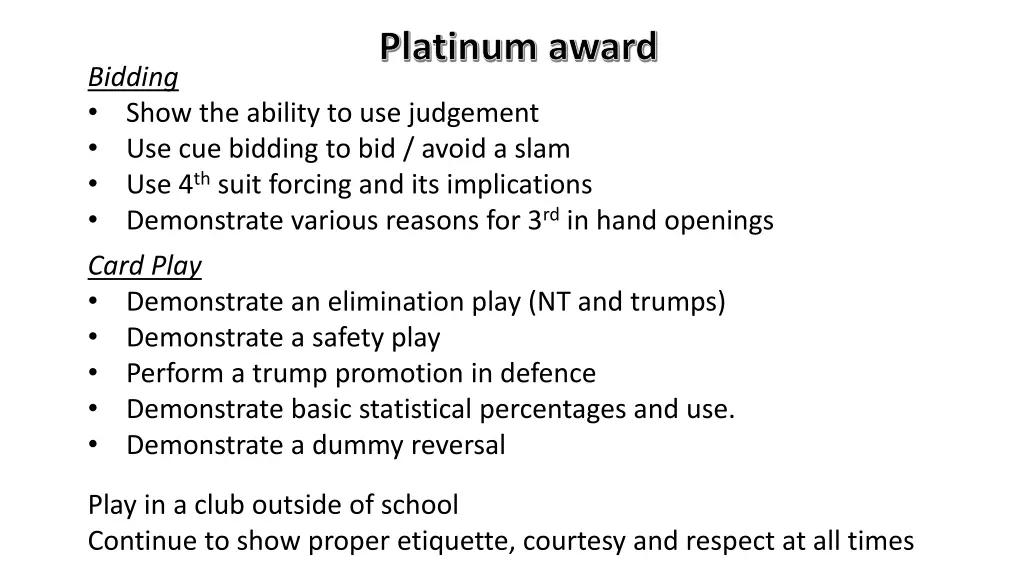 platinum award
