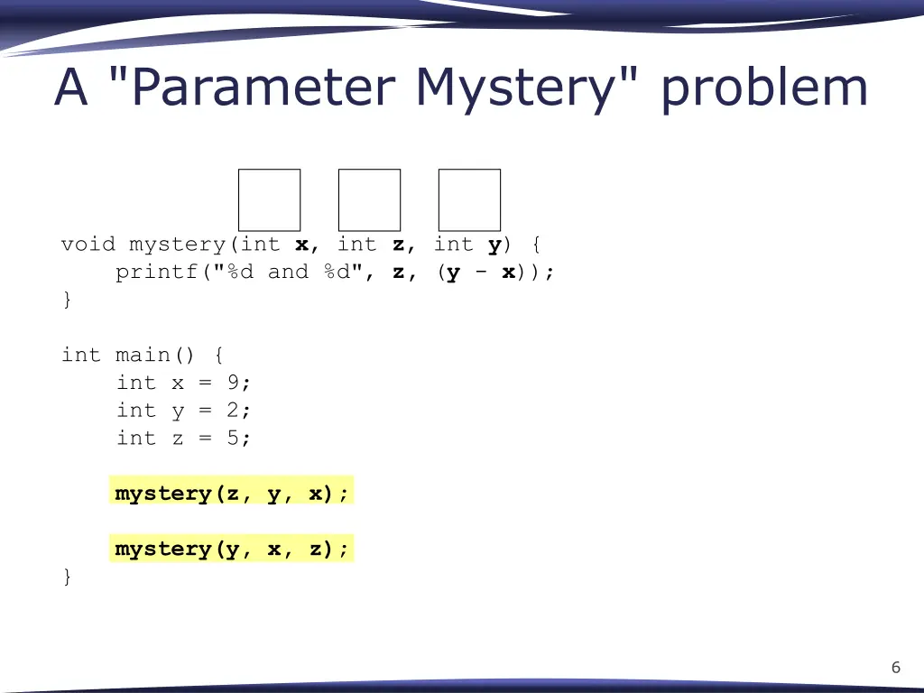 a parameter mystery problem