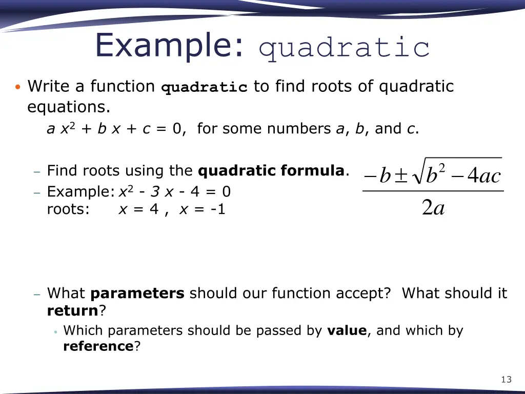 example quadratic