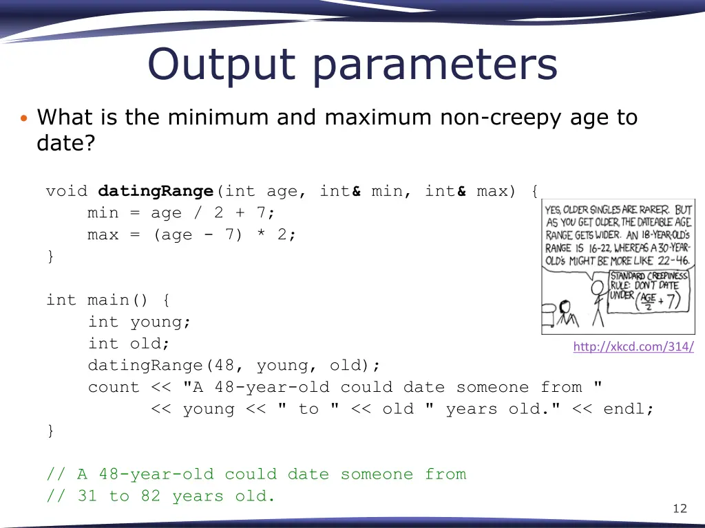 output parameters