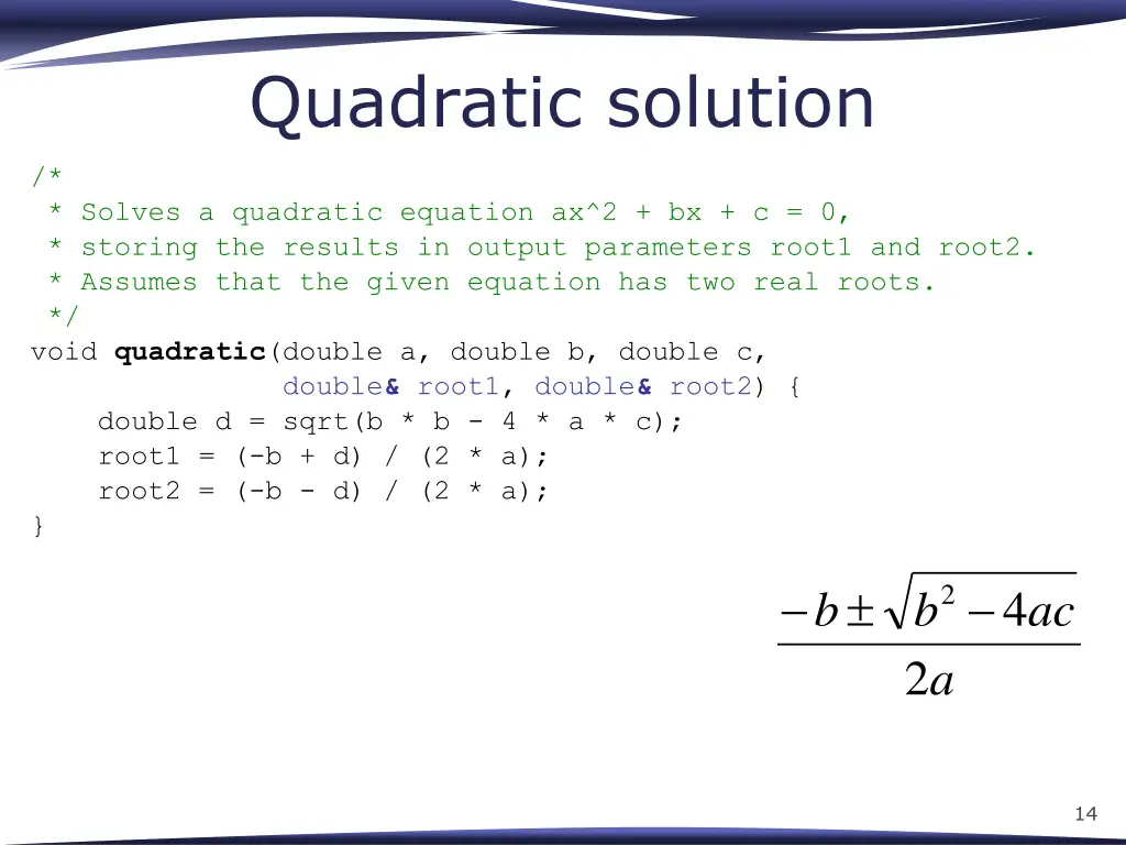 quadratic solution