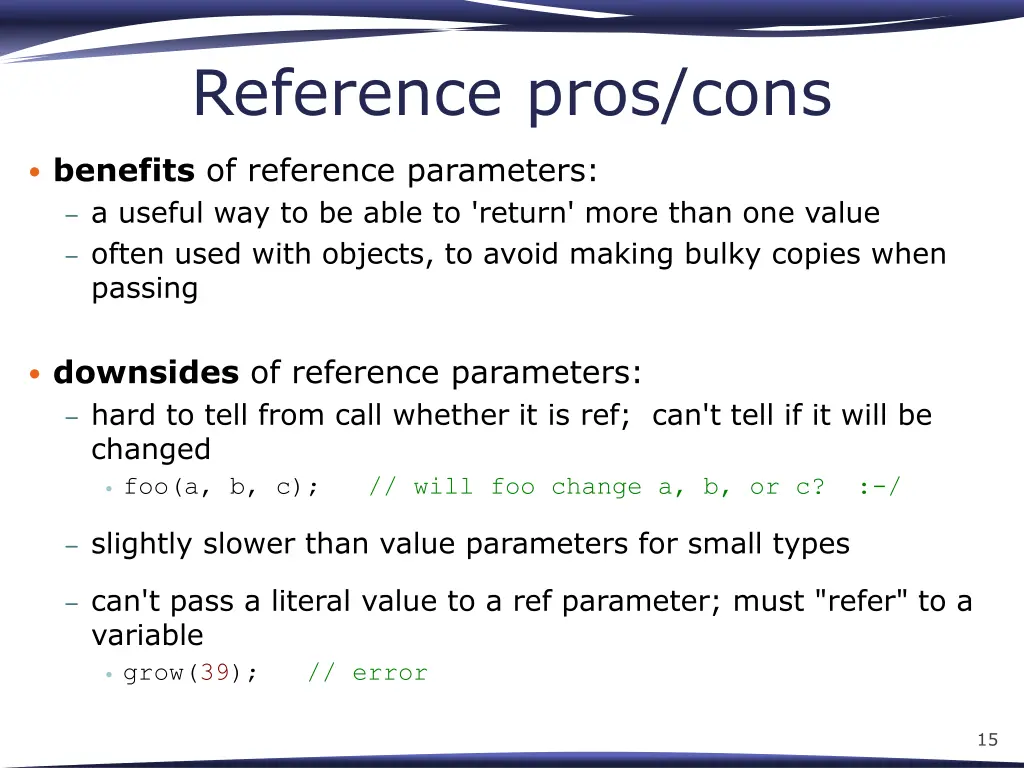 reference pros cons
