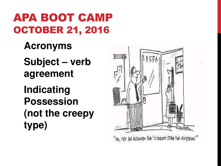 apa boot camp october 21 2016 acronyms subject