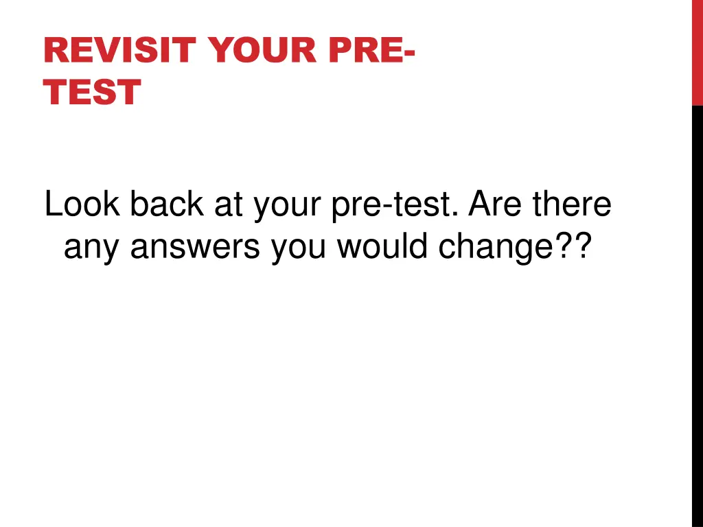 revisit your pre test