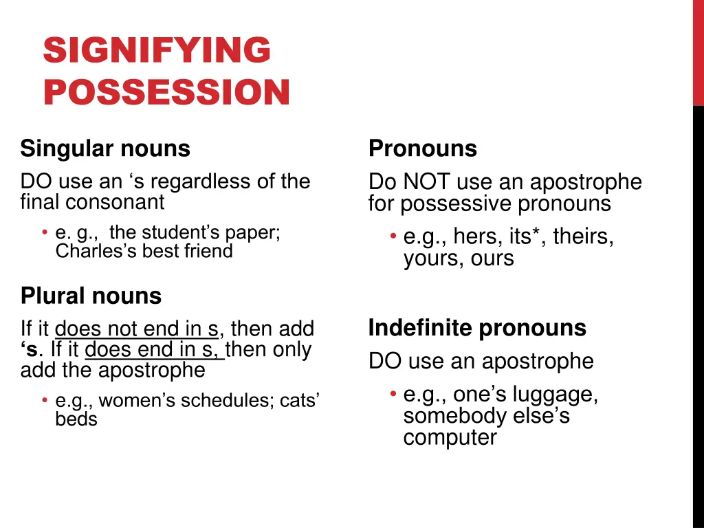 signifying possession