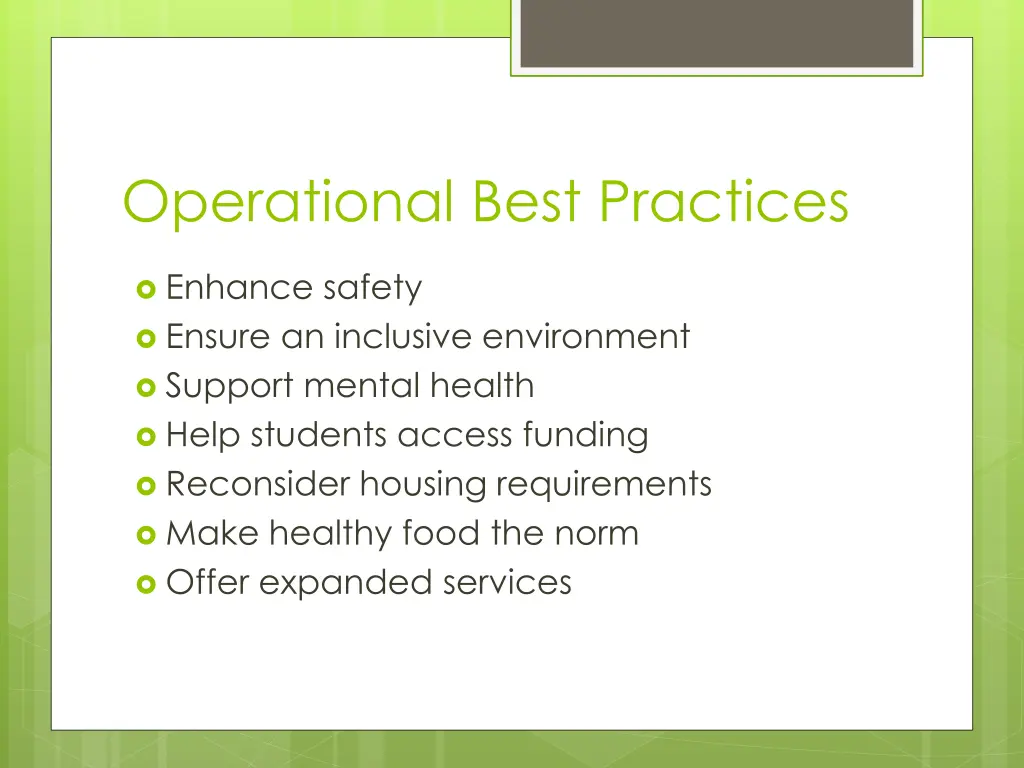 operational best practices