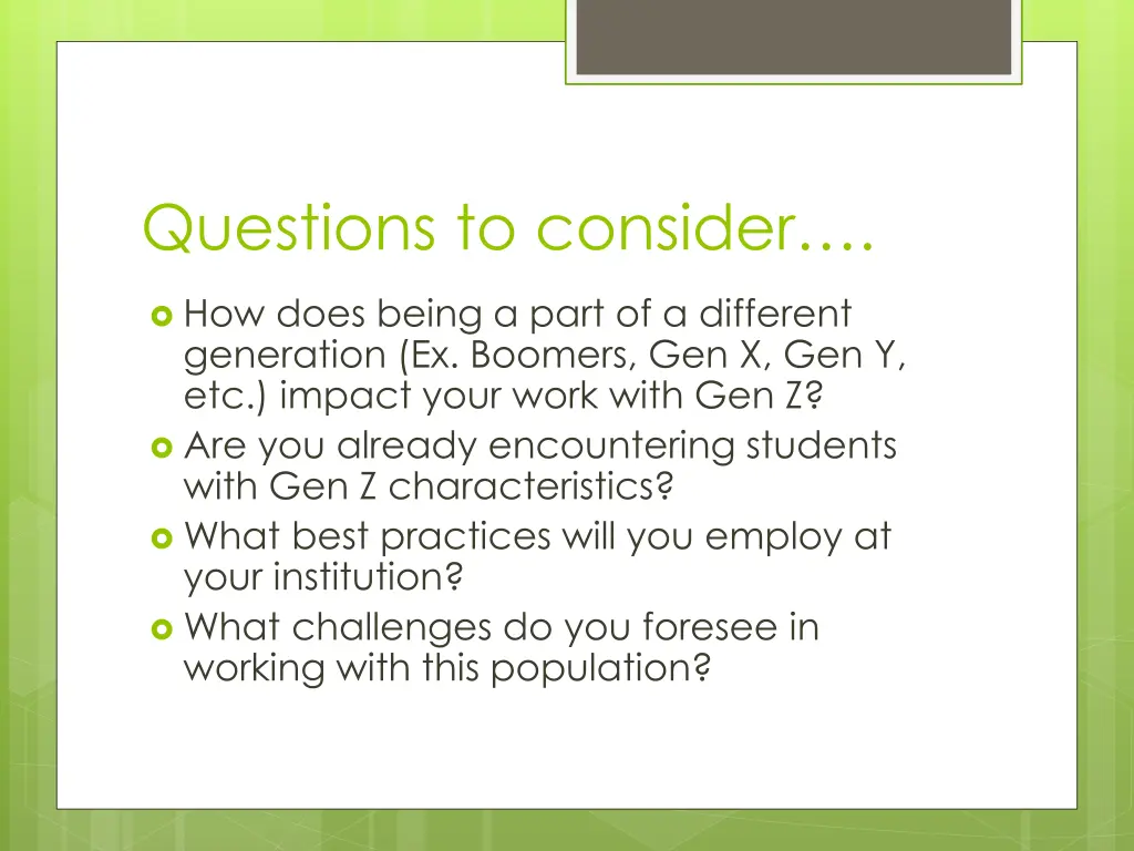 questions to consider