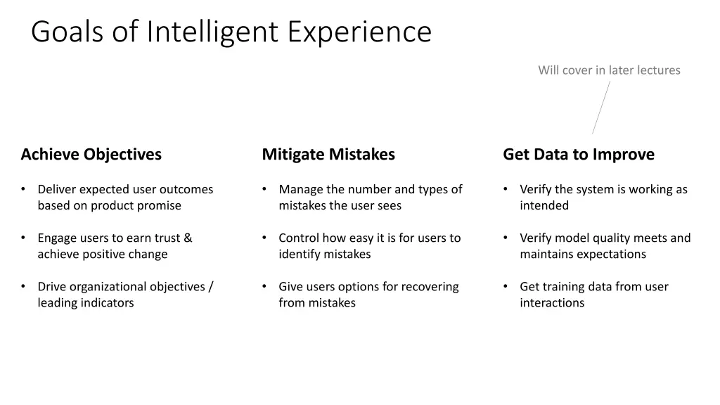 goals of intelligent experience