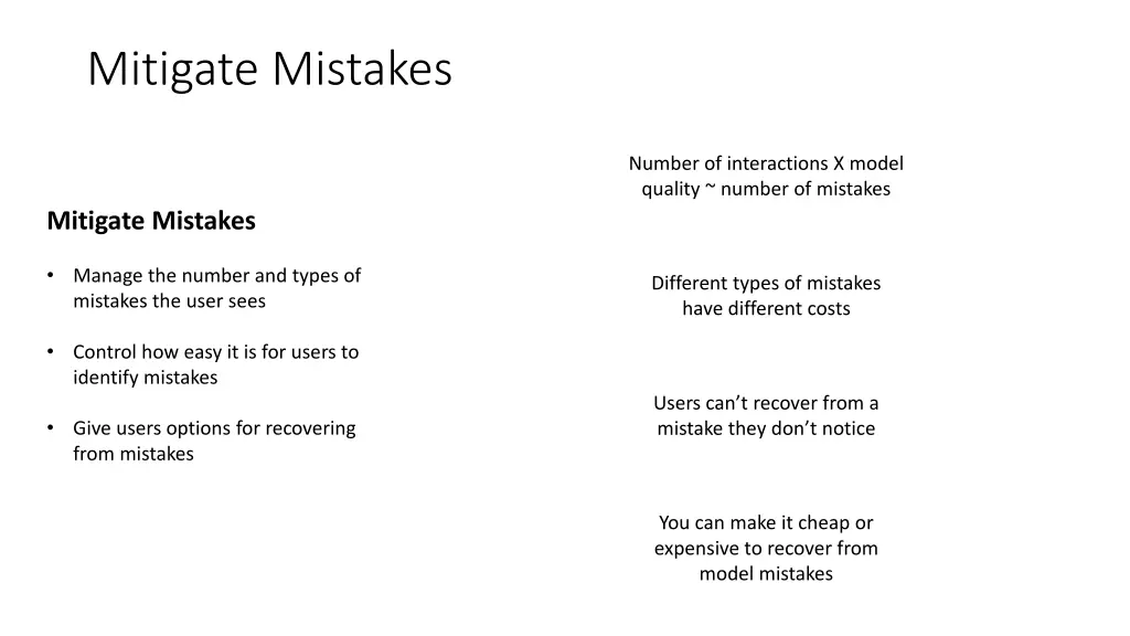 mitigate mistakes