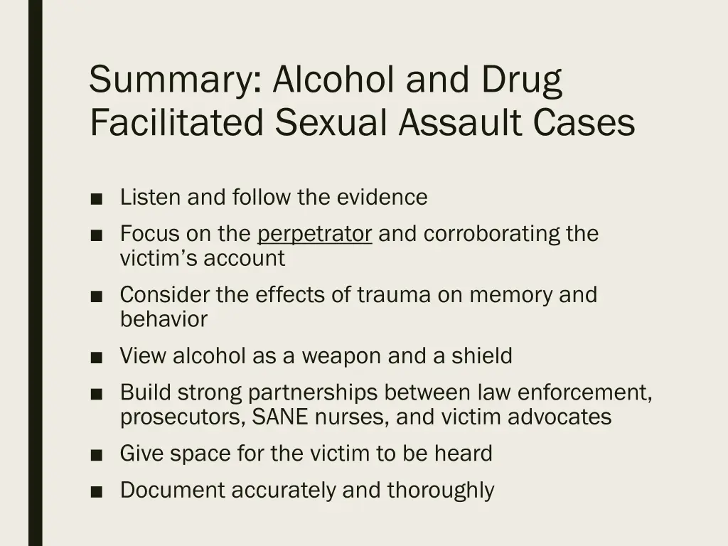 summary alcohol and drug facilitated sexual
