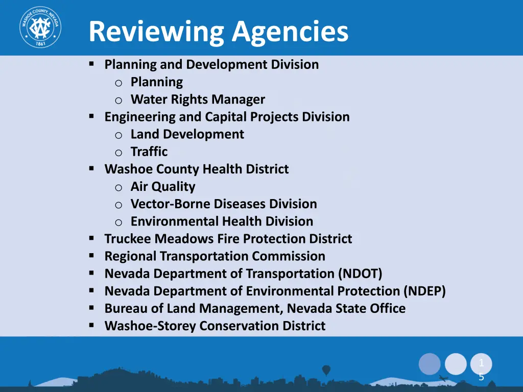 reviewing agencies planning and development