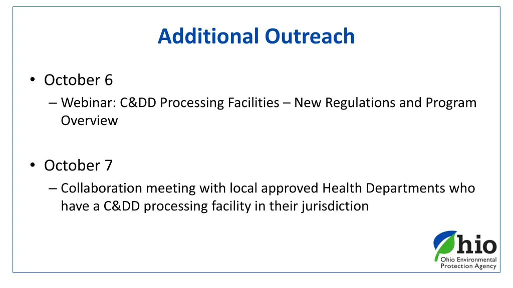 additional outreach