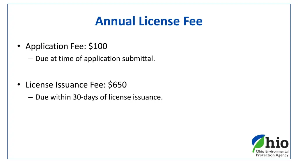 annual license fee