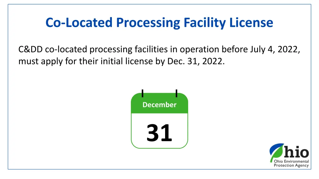 co located processing facility license
