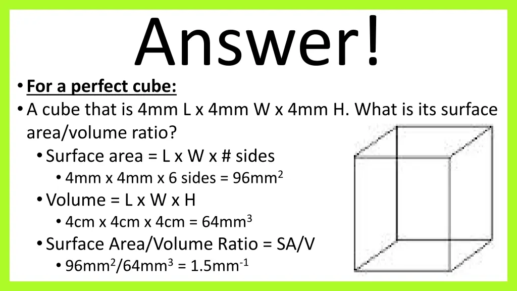 answer for a perfect cube a cube that
