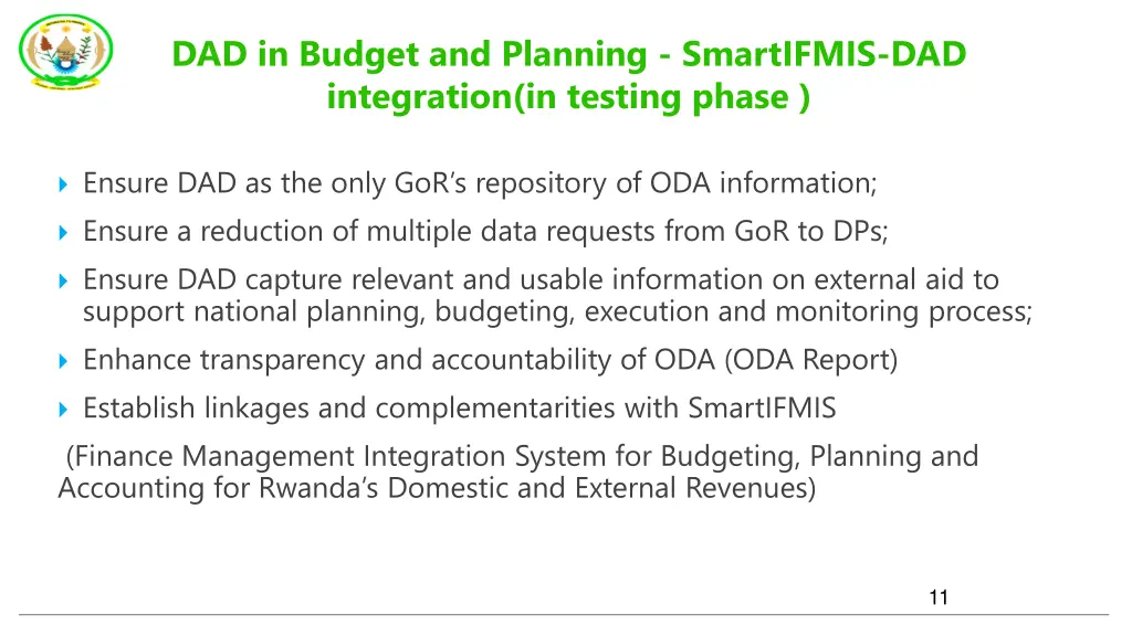 dad in budget and planning smartifmis