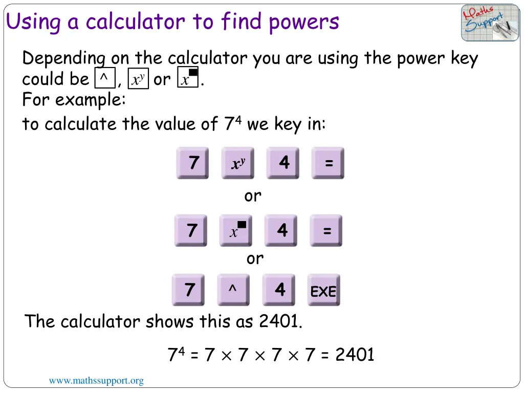 using a calculator to find powers